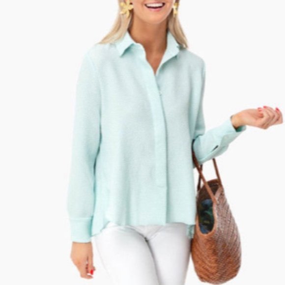Tuckernuck Pleated Top Adele Sea Glass Blue Size XS NWT - Picture 2 of 12